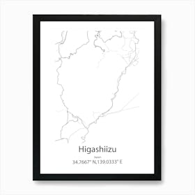 Higashiizu,Japan Minimalist Map Art Print