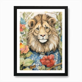 Storybook Animal Watercolour Lion 1 Art Print
