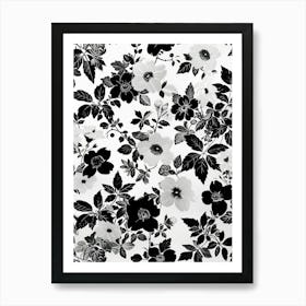 Great Japan Hokusai Black And White Flowers 20 Art Print