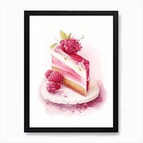 Red Velvet Cheesecake Dessert Gouache Flower Art Print