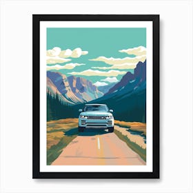 A Range Rover Car In Icefields Parkway Flat Illustration 1 Art Print