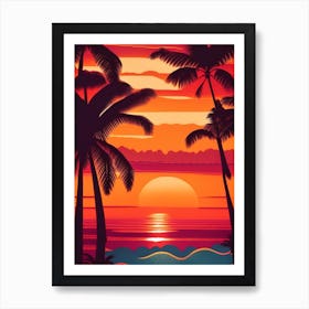 Hawaii Retro Sunset 2 Art Print