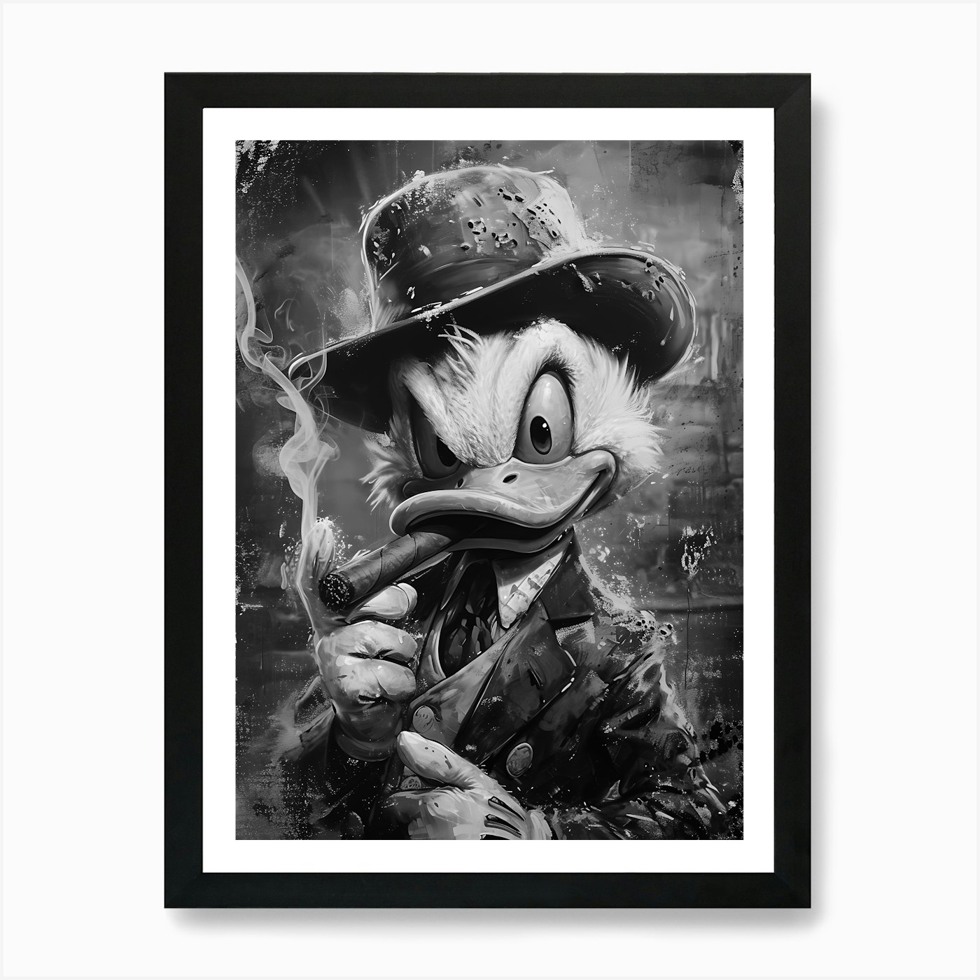 Donald Duck Smoking A Cigarette Art Framed Wall Art Poster Canvas Print Picture - Picture 2 of 4