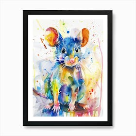 Mouse Colourful Watercolour 2 Art Print
