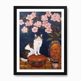 Camellia With A Cat 4 Art Nouveau Klimt Style Art Print