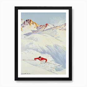 Skiing In Champex, France Art Print