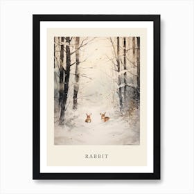 Winter Watercolour Rabbit 1 Poster Art Print