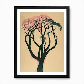 Teak Tree Colourful Illustration 4 Art Print