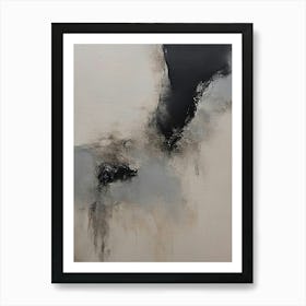 Abstract Beige and Black Wabi-sabi Japandi Scandi Ink Artwork Art Print