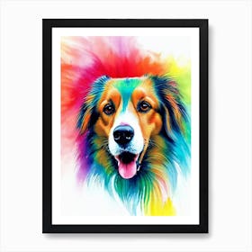 Collie Rainbow Oil Painting Dog Art Print