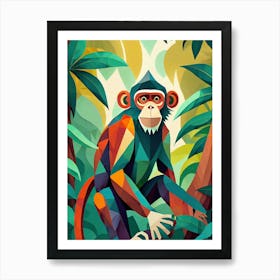 Firefly Simple Abstract Geometric Monkeys In A Jungle Like Atmosphere Animal And Art Concept 84093 Art Print