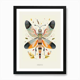 Colourful Insect Illustration Firefly 1 Poster Art Print