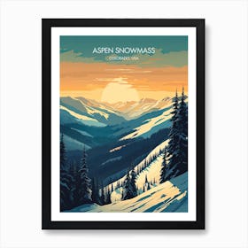 Poster Of Aspen Snowmass   Colorado, Usa, Ski Resort Illustration 1 Art Print