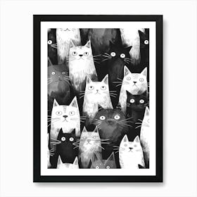 Perfectly Repeatable Artwork With Cute Cat Faces 05 Art Print