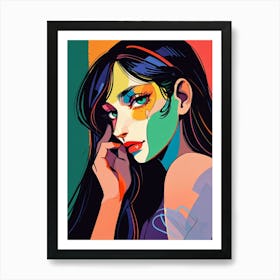 Girl With Colorful Face Art Print