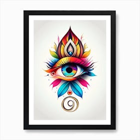 Mindfulness, Symbol, Third Eye Tattoo 1 Art Print