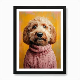 Goldendoodle In Pink Sweater 3 Art Print