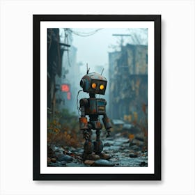 Abandoned Toy Robot Post Apocalyptic Setting Surfaces Heavily Rusted With Cracked And Faded Paint Poster