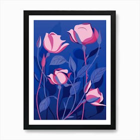 Blue Flower Illustration Rose 8 Art Print