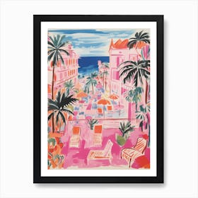 Palermo, Sicily   Italy Beach Club Lido Watercolour 1 Art Print