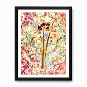 Impressionist Cowslip Cupped Daffodil Botanical Painting in Blush Pink and Gold Art Print