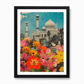 Delhi   Floral Retro Collage Style 3 Art Print