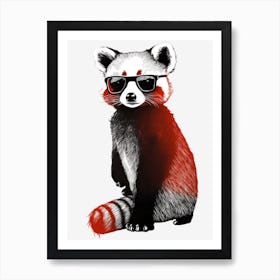 Red panda with sunglasses Art Print