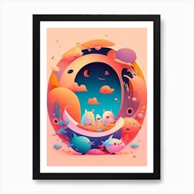 Event Horizon Kawaii Kids Space Art Print