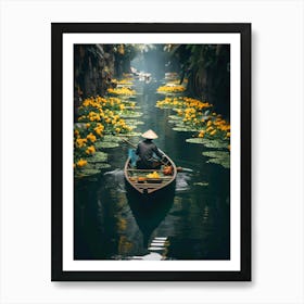 Man In A Boat in Vietnam Art Print