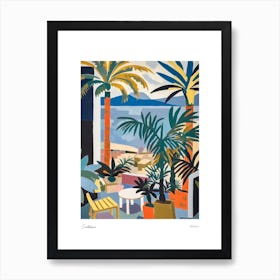 Santorini Greece Matisse Style 1 Watercolour Travel Poster Art Print
