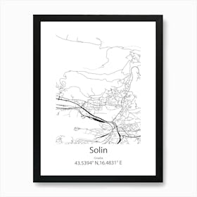 Solin,Croatia Minimalist Map Art Print