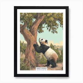 Giant Panda Scratching Its Back Against A Tree Poster 5 Art Print