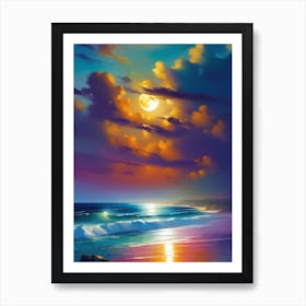 Full Moon At The Beach Art Print