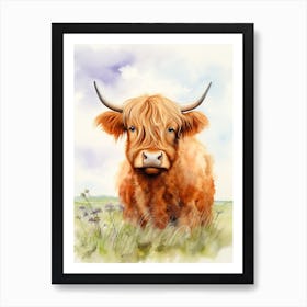 Highland Cow In The Grassy Land 5 Art Print