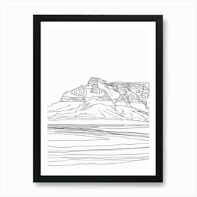 Table Mountain South Africa Line Drawing 7 Art Print