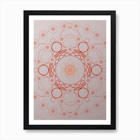 Geometric Abstract Glyph Circle Array in Tomato Red n.0085 Art Print