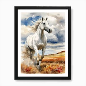 White Horse Running Art Print