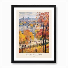 Autumn City Park Painting Parc De Belleville Paris France 2 Poster Art Print