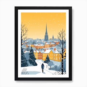 Retro Winter Illustration Oxford United Kingdom 1 Art Print