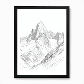 Mount Whitney Usa Line Drawing 8 Art Print