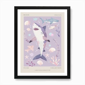Purple Largetooth Cookiecutter Shark Illustration 1 Poster Art Print