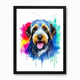 Wirehaired Pointing Griffon Rainbow Oil Painting Dog Art Print