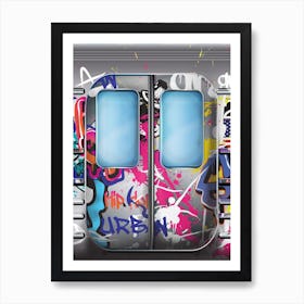 Subway Car With Graffiti Art Print