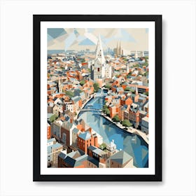 Dublin, Ireland, Geometric Illustration 4 Art Print