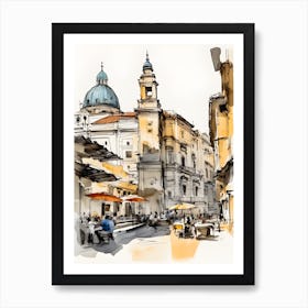 Sketch Of A City In Italy Art Print