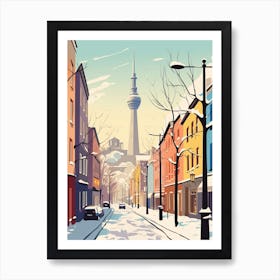 Vintage Winter Travel Illustration Berlin Germany Art Print