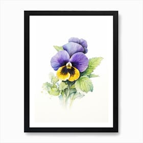 Beehive With Pansy Watercolour Illustration 1 Art Print