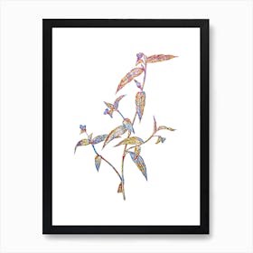 Stained Glass Tagblume Mosaic Botanical Illustration on White n.0036 Art Print