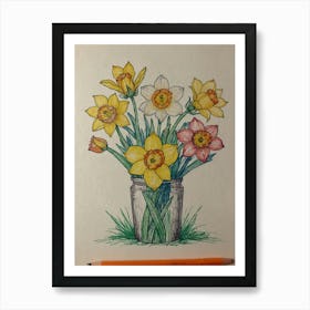 Daffodils In A Vase 2 Art Print
