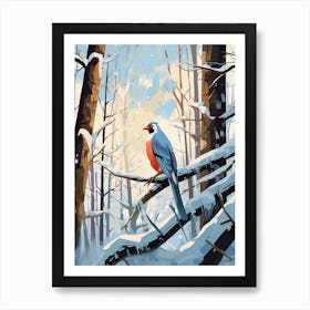 Winter Woodpecker 3 Illustration Art Print